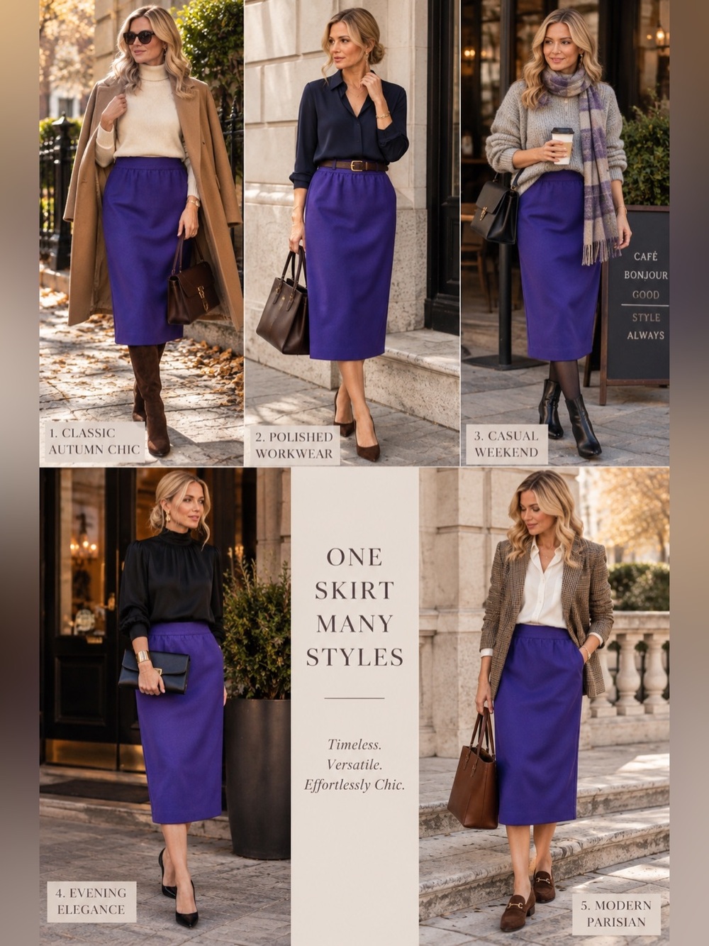 Pur Rich Royal Purple Midi Pencil Skirt
